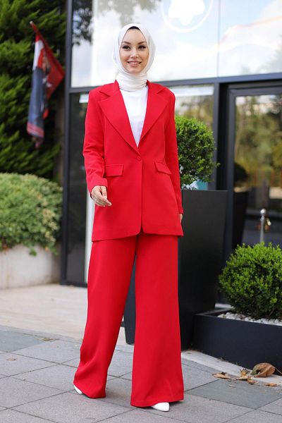 meqlife Almira Jacket Pants Set - Red