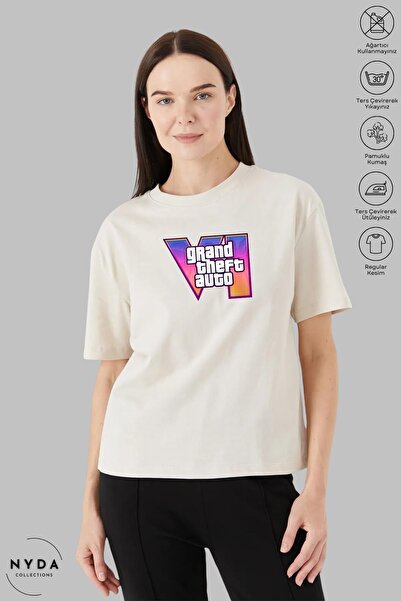 Nyda Collections Unisex velika pamučna majica kratkih rukava sa printom GTA 6