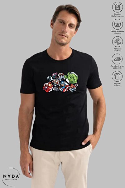 Nyda Collections Tricou oversize din bumbac unisex cu imprimeu cu personaje M...