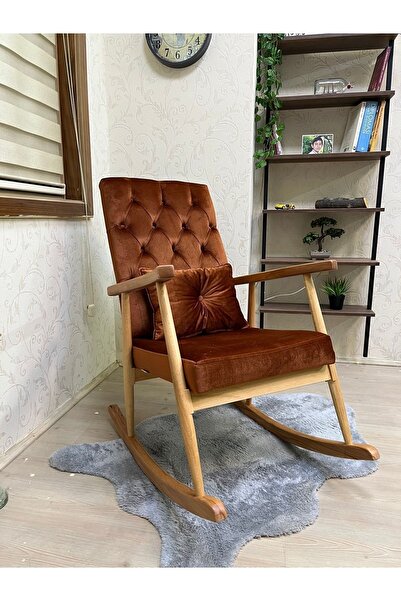 Asedia Trend Naturel Turuncu Kapitoneli Sallanan Sandalye Dinlenme Emzirme Ba...