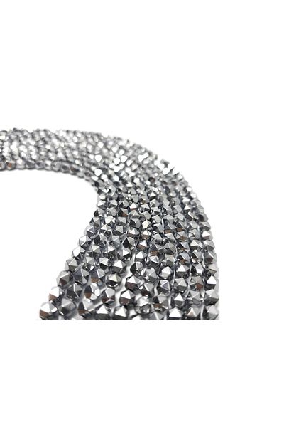 Yüksel Boncuk 6 Mm Silver Colored Hematite - Prism Cut Natural Stone Array