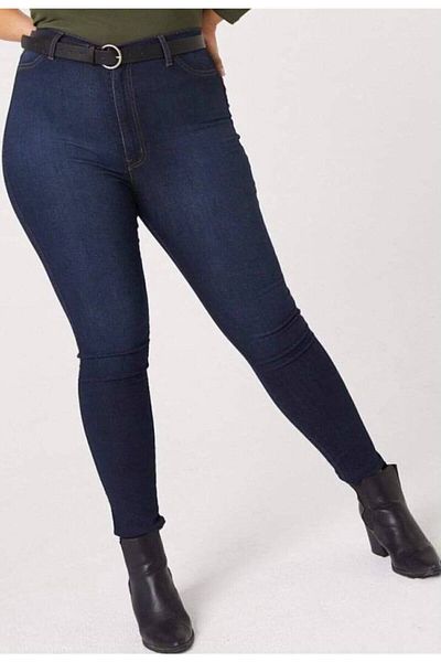 TRENDNATUREL Large Size Battal Jeans - Dark Dark Blue, Gathering Effects