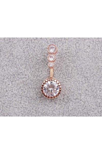 AyçaSilver Rose Medikal Çelik Sıra Taşlı Göbek Piercingi