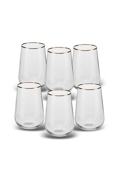 Karaca Vireo 6-Piece Soft Drink Glass Set 470 ml Gold