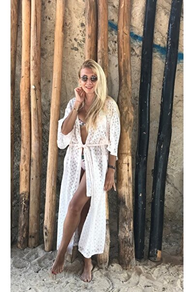 BEACHTALK Armürlü Dokuma Kumaştan Uzun Kimono