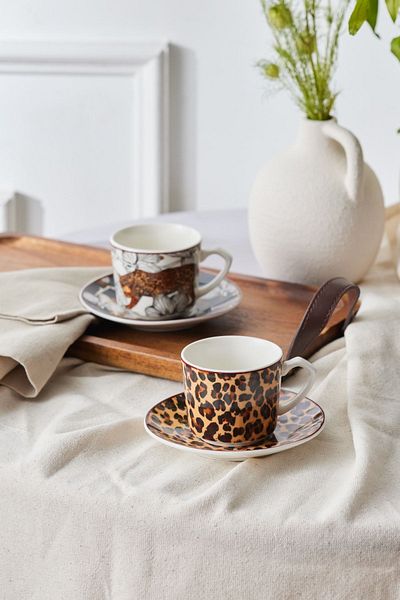 Karaca Tiger Coffee Cup Set for 2 People 80 Ml