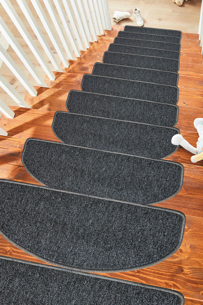 Stepmat Antracit 16 piese economică Half Moon Curl Treapta și Covoraș pentru scară