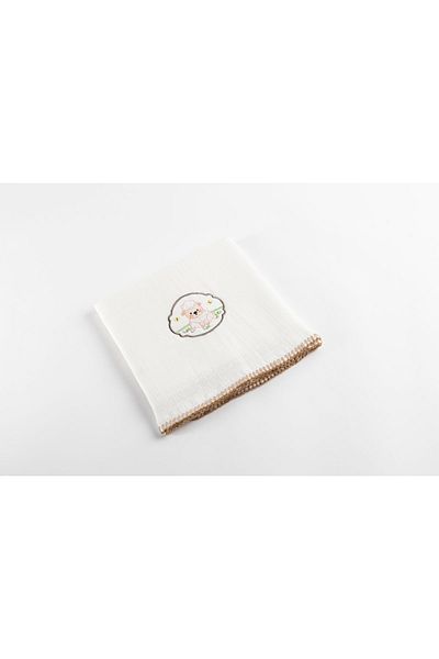 BEN BABY 90x80 Muslin Blanket - 4 Layers, Lamb Embroidered, 100% Cotton, Baby Blanket
