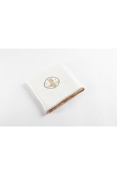BEN BABY 90x80 Muslin Blanket - Organic 100% Cotton, 4 Layer Tiny Thai Embroidered, Multi-purpose