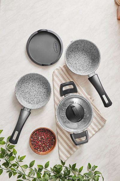 Karaca Bio Granite Gray Stone Mini 5 Piece Cookware Set