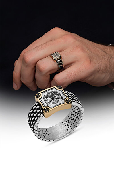 ALYANSEVİM Selçuklu Devleti Çift Başlı Kartal 925 Gümüş Erkek Yüzük