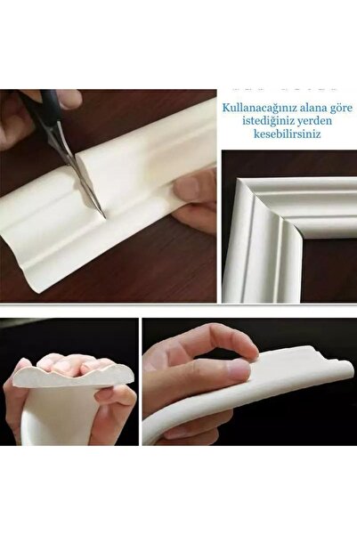 Renkli Duvarlar 8cmx110cm 1 Adet Kırık Beyaz  Esnek Sünger Duvar Çıtası Dekoratif Yapışkanlı Çerçeve Süpürgelik