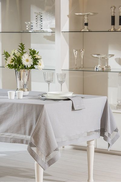 Gül Güler Lace Tablecloth Amber Gray 180*280 cm