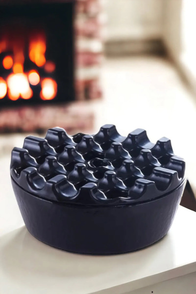 Moreva Tavă rotundă pentru scrumieră cu capac negru tip grilă