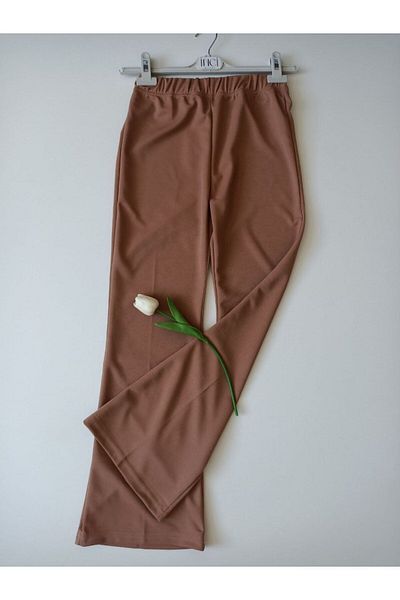 Butik Flared Crepe Trousers-050-Camel