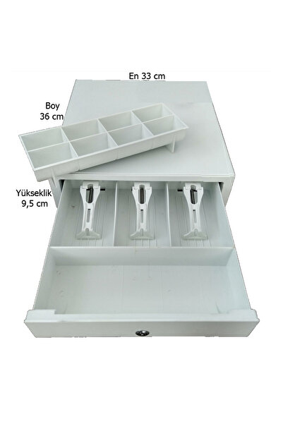 SAYPOS Basmatik Açılır 11 Gözlü Elle Açılır Manuel Yazar Kasa Para Çekmecesi 33x36x9.5cm