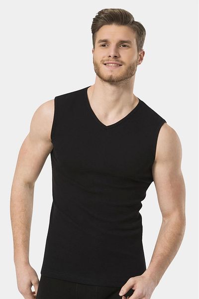 TÜREN 2 Pieces Men's V-neck Sleeveless Cotton T-shirt