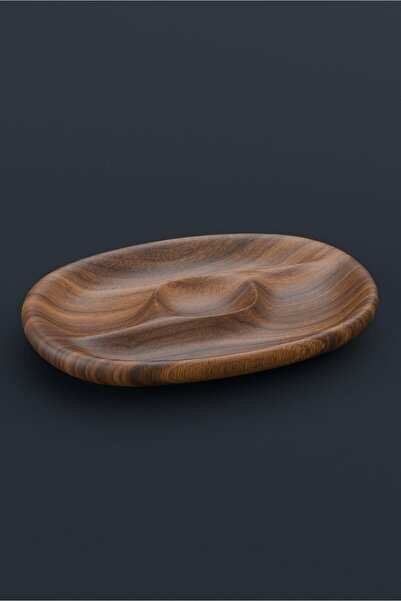 woodflex Ceviz 3 Bölmeli Ahşap Sunum Sosluk // Cips / Çerezlik / Kahvaltı Sun...