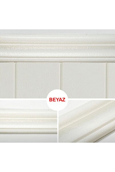 Renkli Duvarlar Beyaz 8cm X 225cm 4 Adet Yapışkanlı Çıta Çerçeve Esnek Süpürgelik