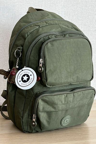 FCSTORE School Bag Unisex Khaki Medium Size Waterproof Clinker Fabric Travel Laptop Bag Waterproof