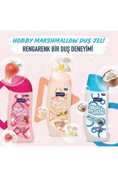 Hobby Set of 3 - Marshmallow Shower Gel Strawberry, Vanilla, Coconut