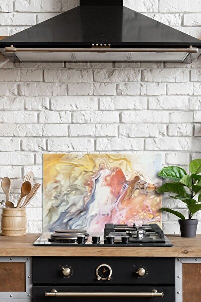 Decovetro 60x52 см Кольоровий захисний екран для плити з мармуровим візерунком