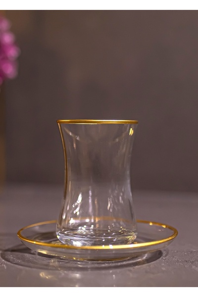 sudeka 61 Parça 12 Kişilik Gold Cam Su Bardak Takımı, Meşrubat Bardağı Seti