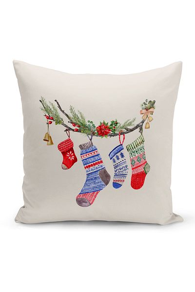 Bertille Home New Year Series Double Sided Digital Printed Throw Pillow Case (Christmas Christmas Cushion Cover)