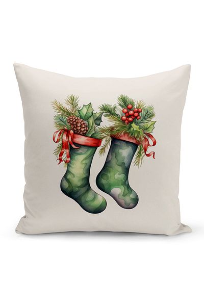Bertille Home New Year Series - Double Sided Digital Printed Throw Pillow Cover (Christmas Christmas Pillow Cover)