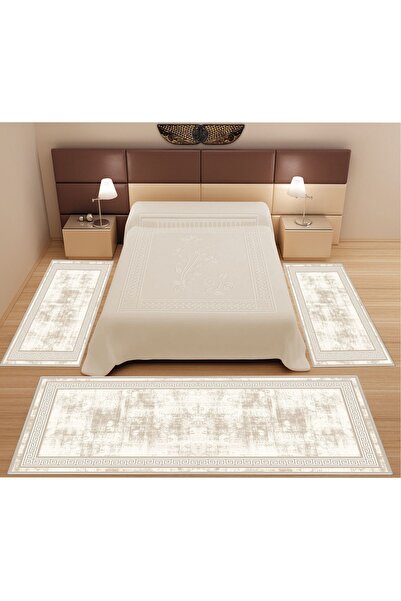 stylehome Dijital Baskılı 3 'lü Yatak Odası Halısı Yolluk Takımı