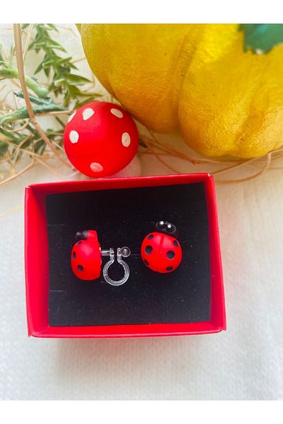 1PARÇAMAVİ Non-perforated Ear Children's Earrings - Transparent Invisible and Clip