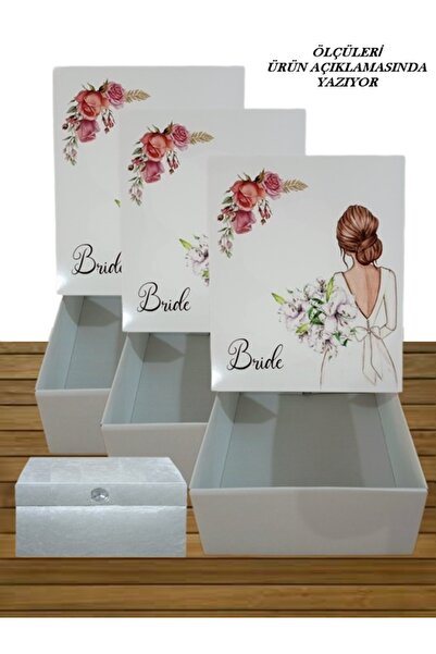 Sonem Çeyiz Sandık Gelin Damat Bohça Kutu Çeyiz Sandığı Kolisi 4lü 0153