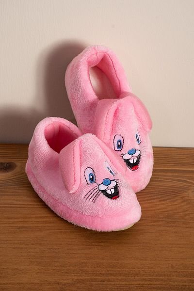 AlbiShoes Παντόφλες για κορίτσια - Χαριτωμένα παιδικά παπούτσια για το σπίτι με φιγούρα κουνελιού, βαμβακερή επένδυση
