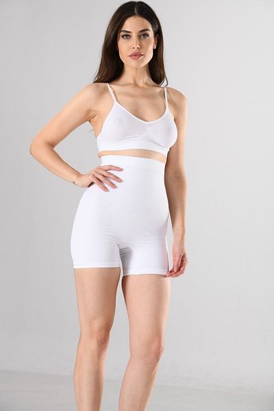 Momslab 34313 White Women's High Waist Non-Slip Corset Boxer