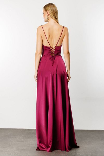 TASH TASH Long Slit Thin Strap Dress