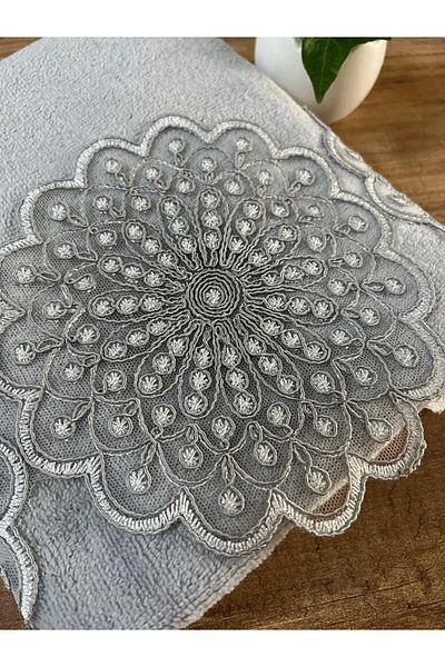 Çeyiz Bahçesi Dowry Sudem Gray Velvet Towel 50/90cm