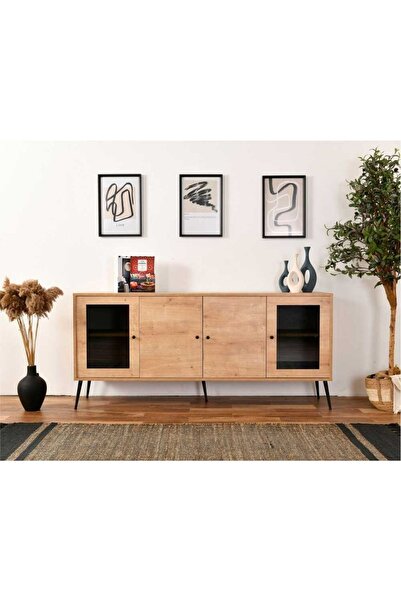 VOW HOME LIVING Calvin Konsol Cam Kapak Detaylı Modern Şık Sade Tasarım