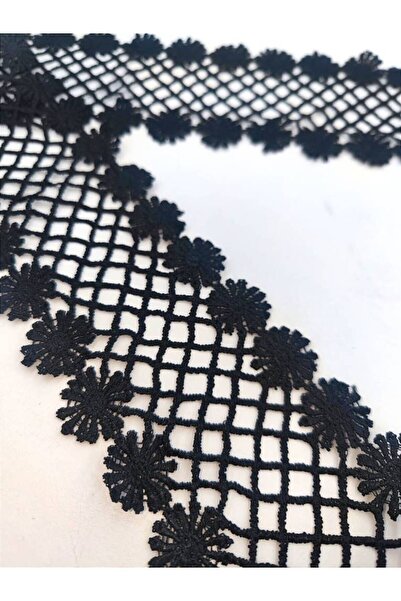 FASHİON DANTEL Black Polyester Guipure Scallop - 9 cm Width