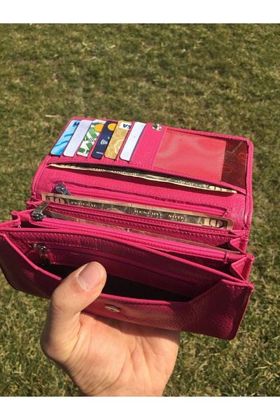 DERKON Useful Genuine Leather Pink Women's Wallet