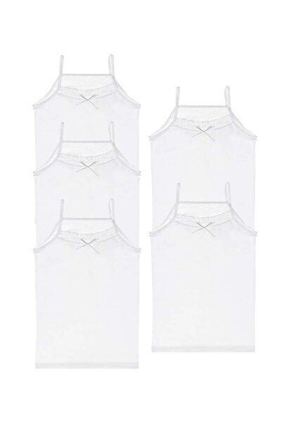 Donella Pack of 5 100% Cotton Girls' White Undershirt - 4350d2