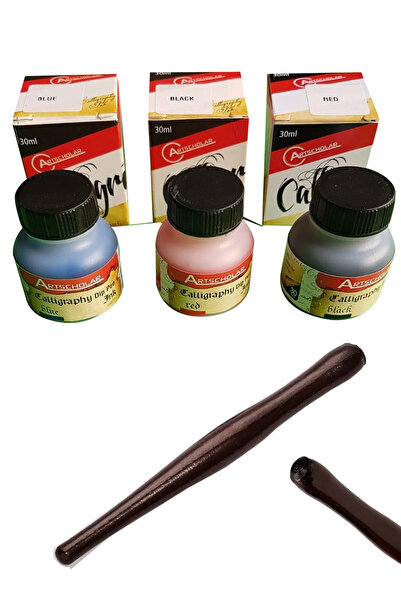 Artscholar Akrilik Mürekkep 30ml -4'lü Paket Siyah-mavi-kırmızı-tarama Sapı