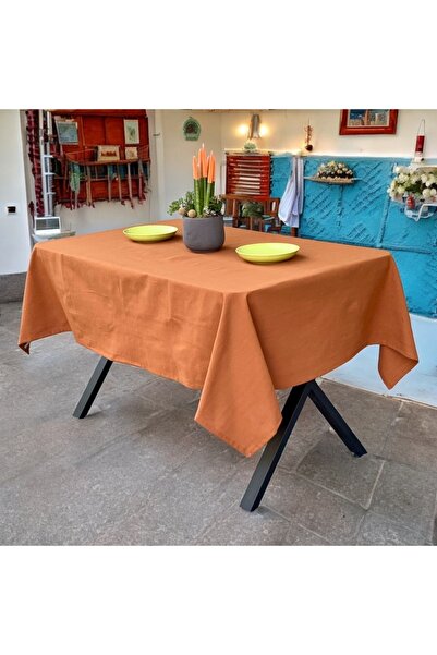 NDC HOME Premium Linen Plain Tablecloth - Cinnamon Color