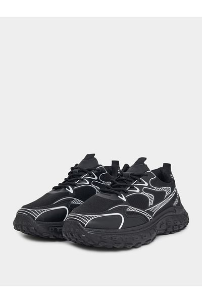 Styli Textured Lace Up Chunky Sole Sneakers