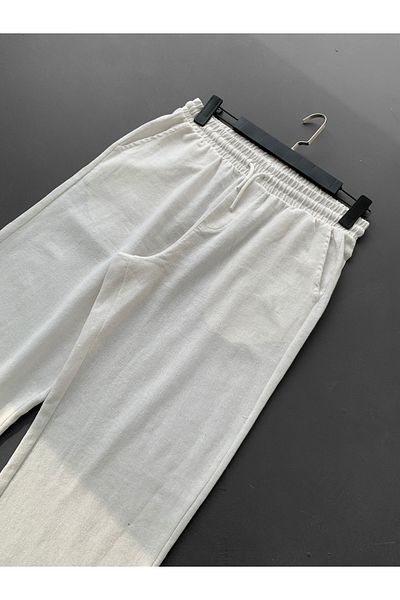NO1 KONSEPT Baggy Ecru Linen Trousers - Basic Model