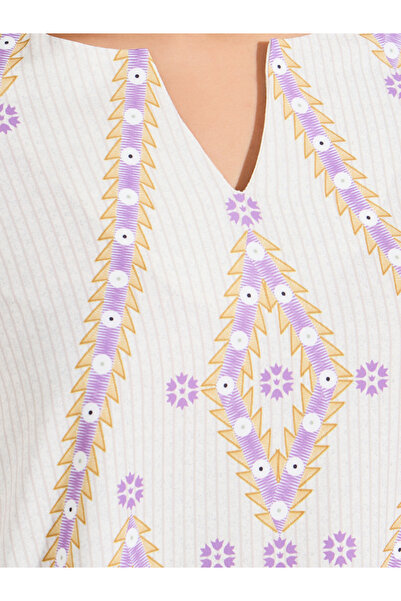 Take Two By Styli Side Contrast Panel Printed Jalabiya