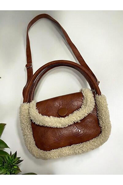Katusa Tan Women's Baguette Bag - Plush Detailed Design