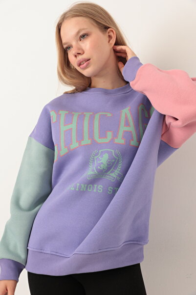 Multi Polo Chicago Baskılı Kadın Sweatshirt Çok Renkli