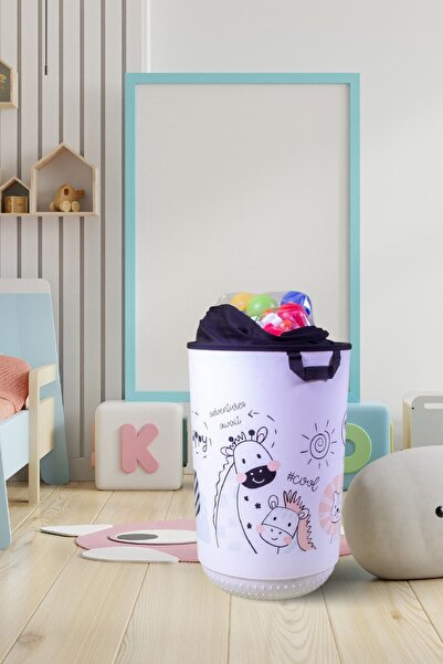 QUTU Qoja Kese 40 L Cute Animals Desenli Çok Amaçlı Çamaşır Ve Oyuncak Sepeti