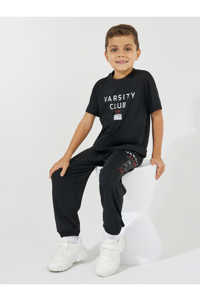 Styli Varsity Print Oversized T-Shirt & Joggers Set