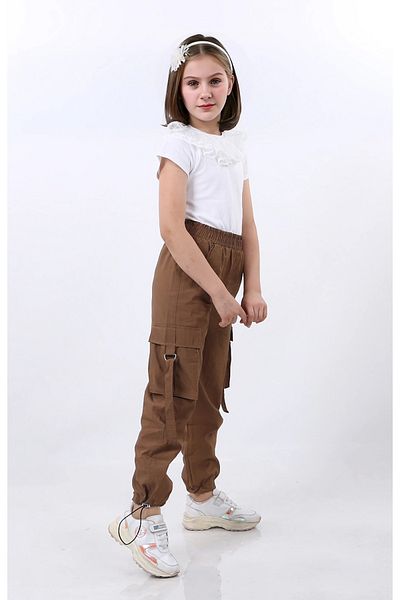 Kamex Girl's Parachute Cargo Pocket Pants